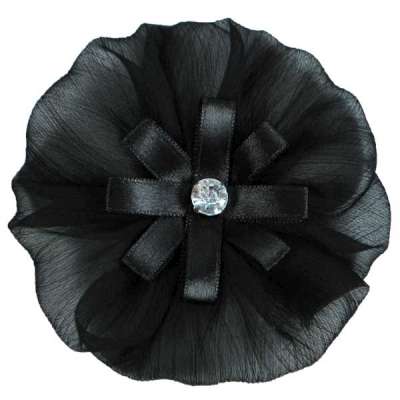 E6019 Black Floral Brooch Clip Applique 4