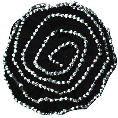 E6043 Black Silver Floral Brooch Clip Applique 5