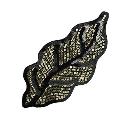 E6051 Black Gold Leaf Felt-backed Sequin Applique 7