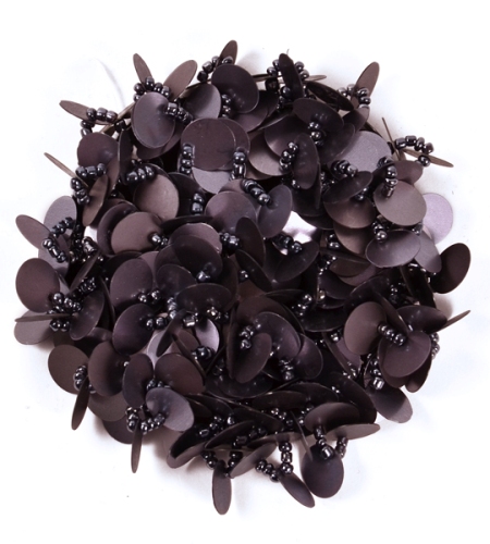 E6056  Gunmetal Gray Beaded Sequin Applique Brooch Flower  3\
