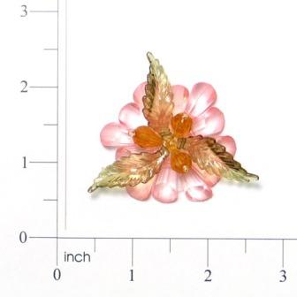 E6310 Pink Gem Flower 2.5 Pin Beaded Applique