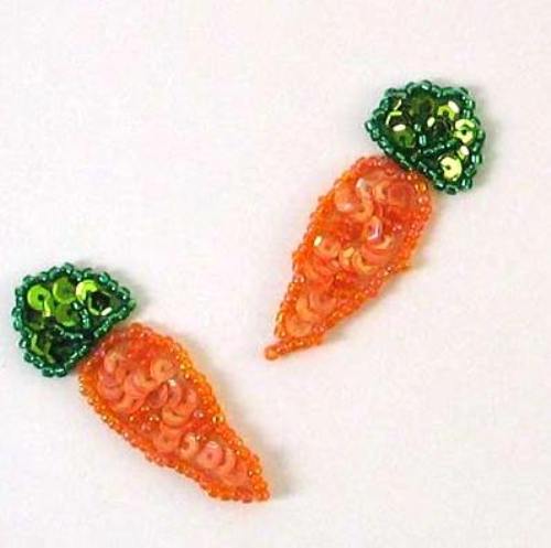 E745  Beaded Sequin Applique Set of (2) Carrots