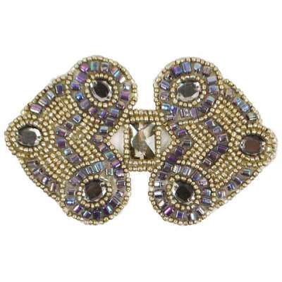 E787  Antique Silver Jewel Sequin Beaded Applique 4