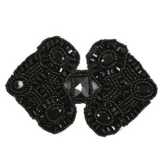 E787  Black Jewel Sequin Beaded Applique 4