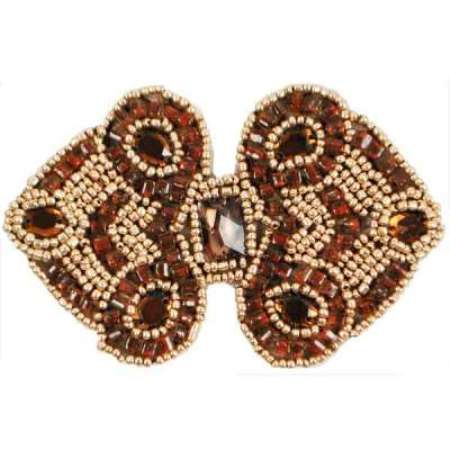 E787  Brown Gold Jewel Sequin Beaded Applique 4
