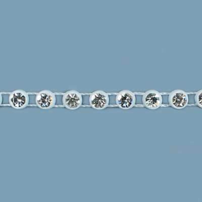 P6083  Bridal White Rhinestone Trim Pre-Cut 18