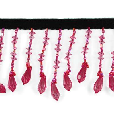 P6105 Home Decor Burgundy Beaded Fringe Trim Pre-Cut 36\