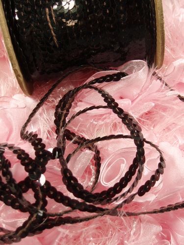 SS  3 Yards Black Sequin Strand 6mm Trim