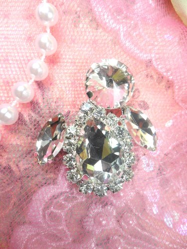STS193 Crystal Clear Rhinestone Embellishment Designer Metal Back 1.5\
