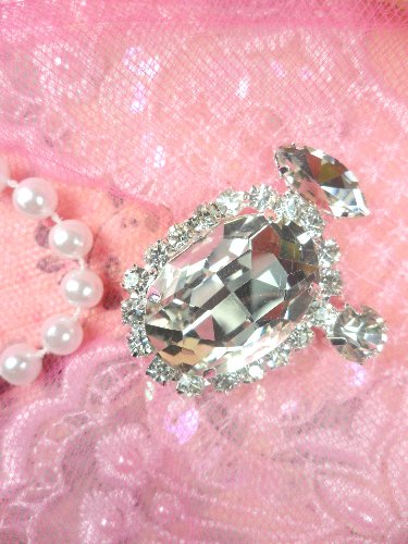 STS197 Crystal Clear Rhinestone Embellishment Designer Metal Back 1.5