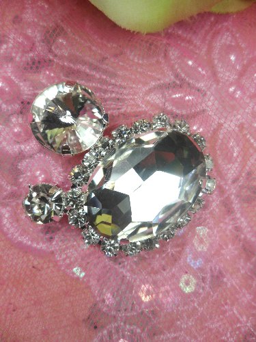 STS200 Crystal Clear Rhinestone Embellishment Designer Metal Back 1.5