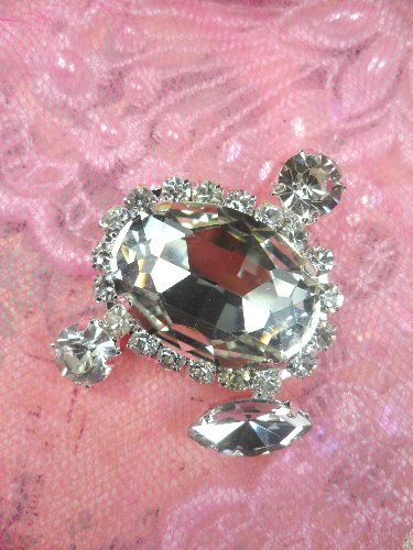 STS203 Crystal Clear Glass Rhinestone Embellishment Designer Metal Back 1.5