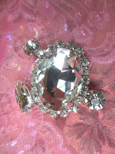 STS212 Crystal Clear Rhinestone Embellishment Designer Metal Back 1.25\