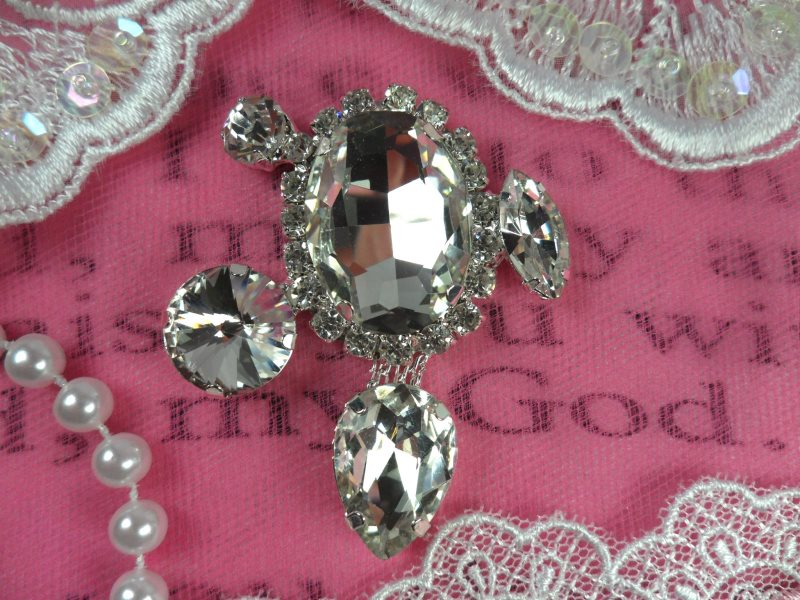 Dangle Embellishment Crystal Clear Rhinestone Designer Metal Back 2.25 (STS236-slcr)