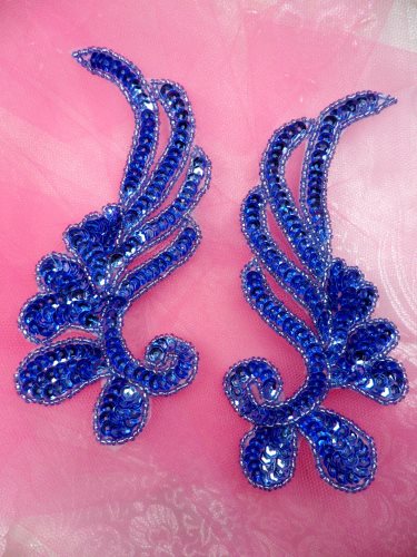 0182 Sequin Beaded Appliques Denim Mirror Pair Dance Patch 6\