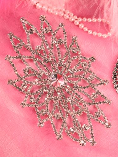 TS53 Silver Crystal Clear Rhinestone Applique Embellishment 5.5