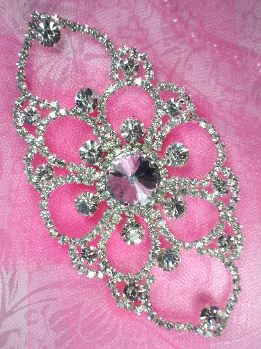 TS59 Sophia Silver Crystal Clear Rhinestone Applique Embellishment 5