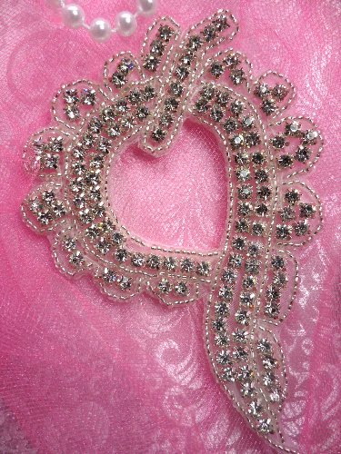 TS82 Crystal Clear Silver Beaded Rhinestone Applique 5