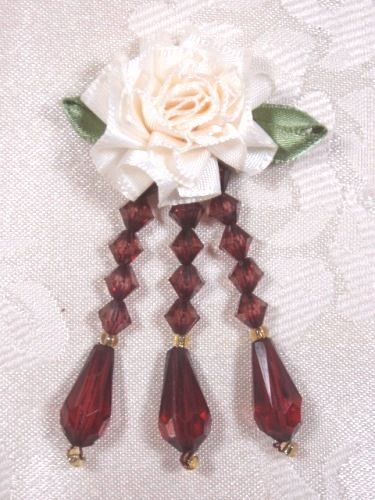 VD1 lvory Brown Dangle Beaded Applique 3