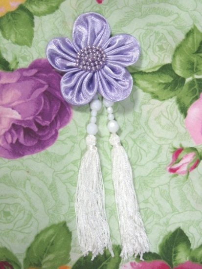 VD6  Lavender Floral Dangle Beaded Tassel Applique 6