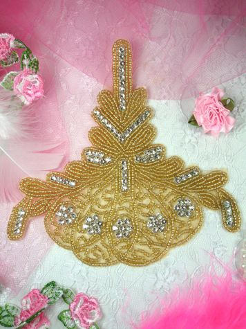 W30 Gold Beaded Crystal Clear Applique  5.75