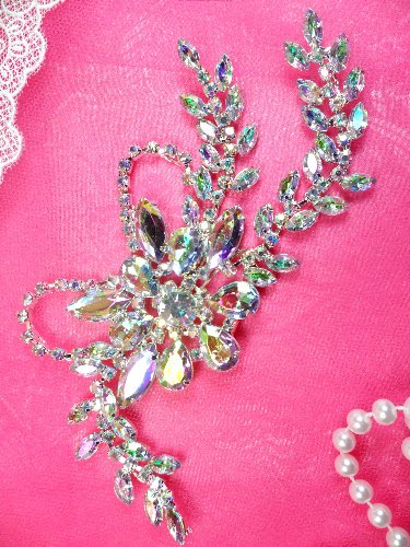 XR119 Crystal Aurora Borealis Rhinestone Applique Embellishment 7.5