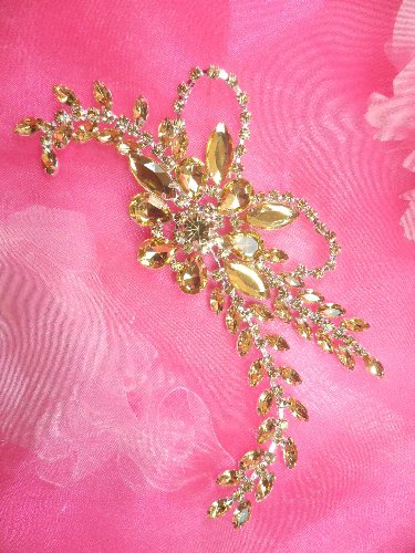 XR119 Crystal Rhinestone Champagne Applique Embellishment 7.5