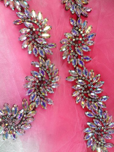 XR120 Black Backing Aurora Borealis Marquise Swirl Crystal AB Rhinestone Embellishing Trim