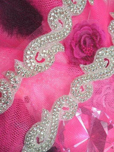 XR130 Silver Beaded Crystal Rhinestone Trim