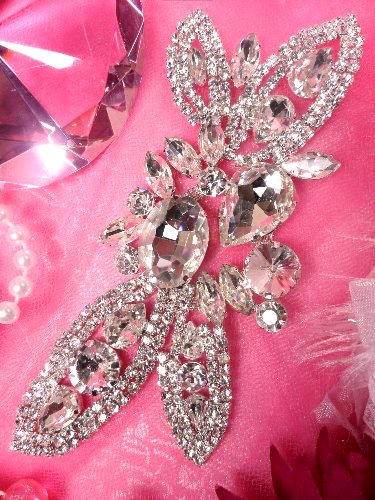 XR143 Silver Crystal Rhinestone Applique Embellishment 5.75\