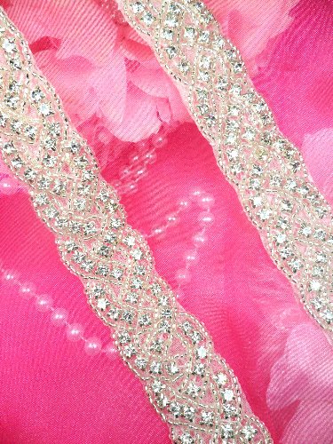 PINK SILVER BEADED sequin trim