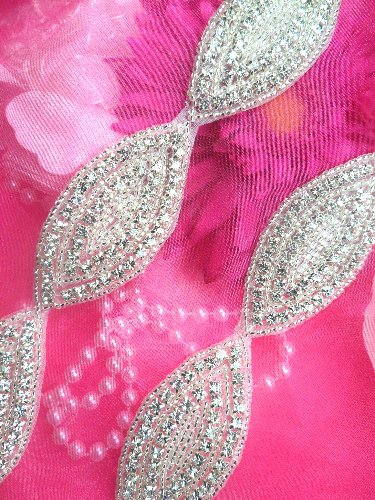 XR183 Silver Beaded Crystal Rhinestone Trim 1.5