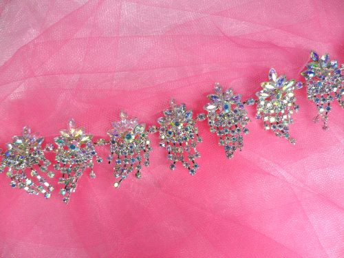 XR185 Aurora Borealis Glorious Dangles Crystal AB Rhinestone Embellishing Trim 1.5