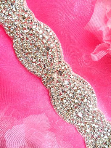 XR190 Bridal Sash Beaded Rhinestone Applique 18