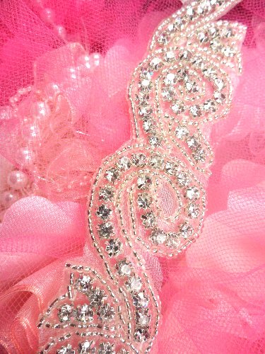 XR213 (34 Long) Crystal Clear Rhinestone Silver Beaded 1.25