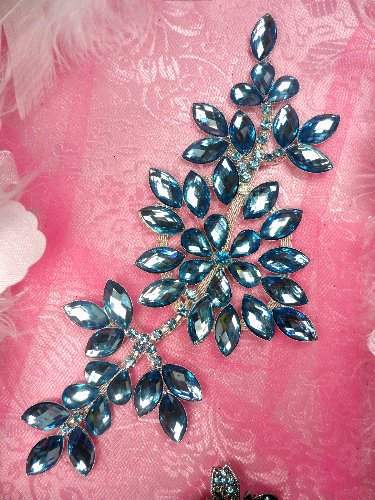 XR218 Turquoise Crystal Rhinestone Applique Embellishment 7.5