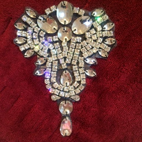 Rhinestone Applique Crystal w/ Black Backing Bridal Patch 4.5 XR230