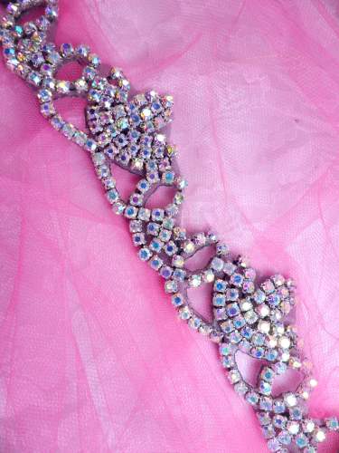 XR243 Black Backing Rhinestone Crystal Aurora Borealis Elegant Tiara Trim