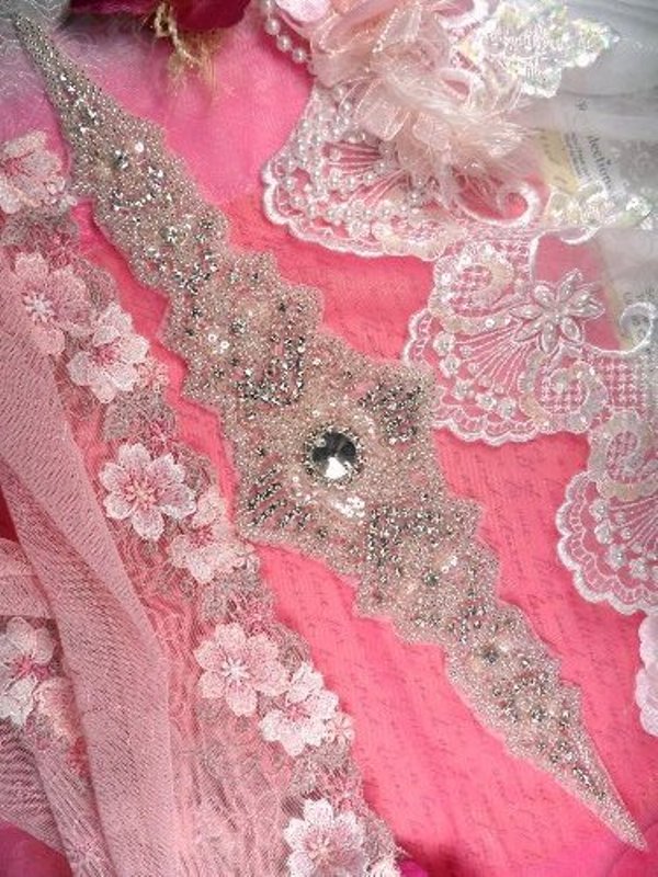 XR245 Large Crystal Rhinestone Applique Bridal Sash Motif Silver Beaded & Glass 16.5