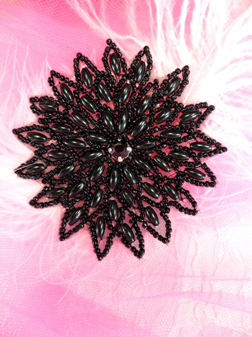 XR33 Black Snowflake Beaded Applique 3.25