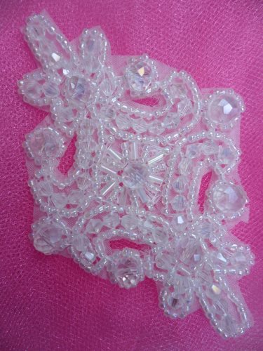 XR332 Victorian Crystal AB Beaded Applique Sewing Patch Motif 4
