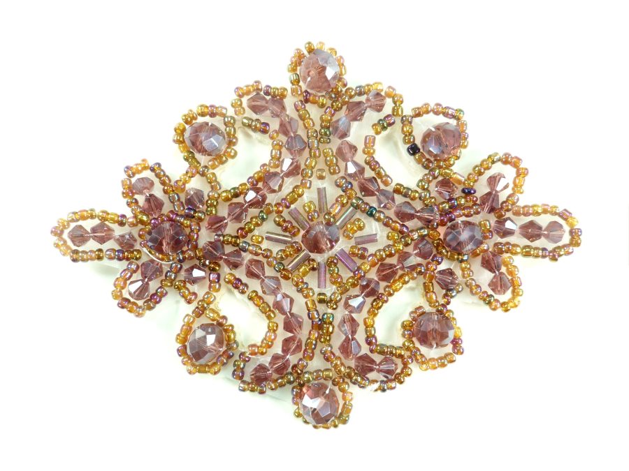 Victorian Plum AB Beaded Applique Sewing Patch Motif 4 XR332