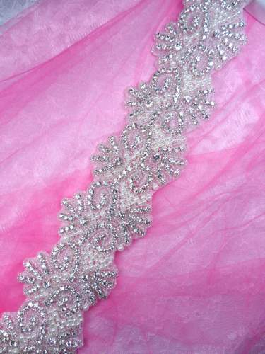 XR345 (Pieced at 34) Rhinestone Pearl Beaded Trim 2.5