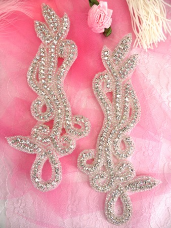 XR39 Glass Crystal Mirror Pair Beaded Rhinestone Appliques 7