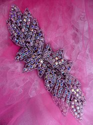 XR55 Black Backing Silver Beaded Aurora Borealis Crystal AB Rhinestone Applique 7\