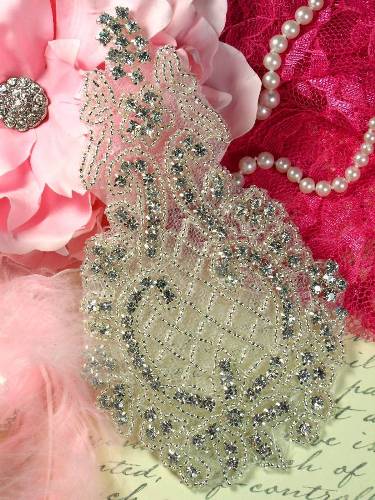 XR99 Bottle of Glory Silver Beaded Crystal Rhinestone Applique 5.75\