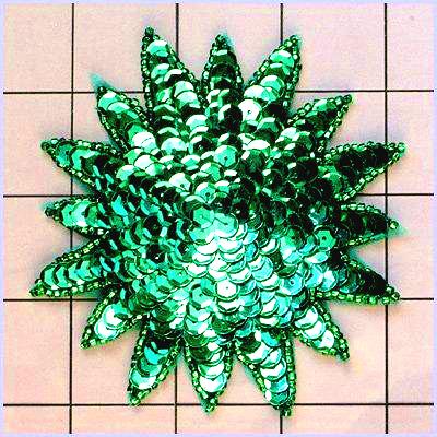 FS3378 Green Starburst Beaded Sequin Applique 4