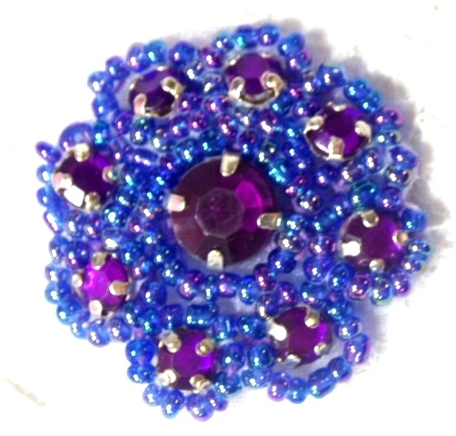 A0474A  Purple AB Rhinestone Jewel Floral Applique 1.25