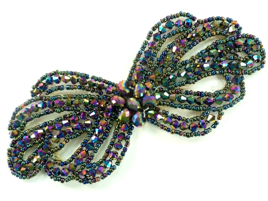 Applique Patch Glass Beaded Peacock Costume Sewing Motif 5 JB213