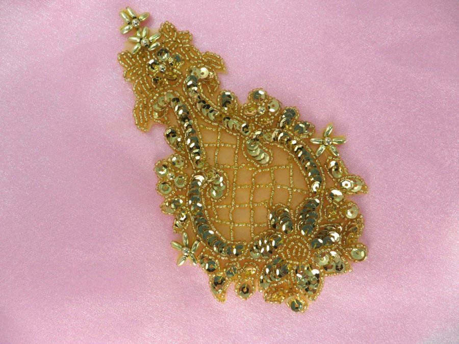 Bottle of Glory Gold Sequin Beaded Applique 6 F81